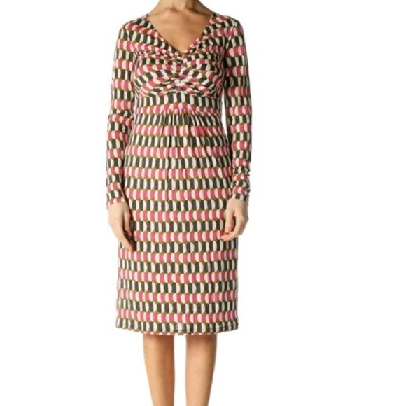 Boden Geometric Jersey Knit Long Sleeve Dress sz 8L - Picture 1 of 5